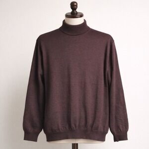Fiesole Italy 100% Merino Wool Sweater Burgundy Men's SZ‎ Medium Luxury Stretch